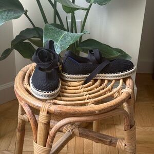 Rothy's Black Espadrille Ankle Wrap Flats
